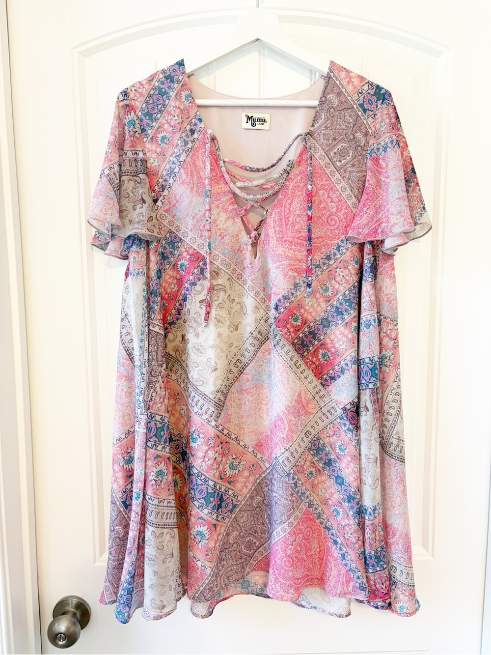 Show Me Your MuMu Pink Paisley Lace-Up Mini Dress